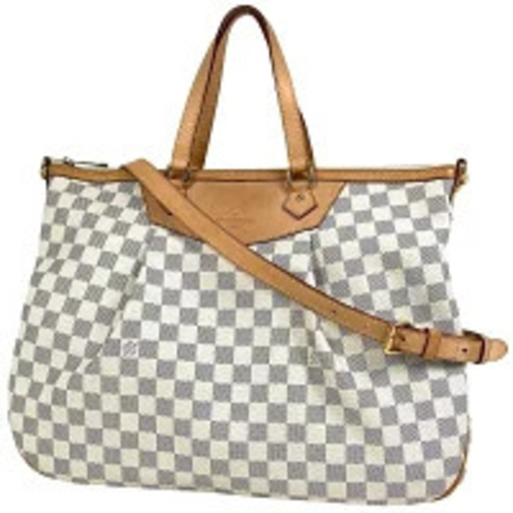 Louis Vuitton Siracusa Shoulder Bag Handbag Damier Azur White
